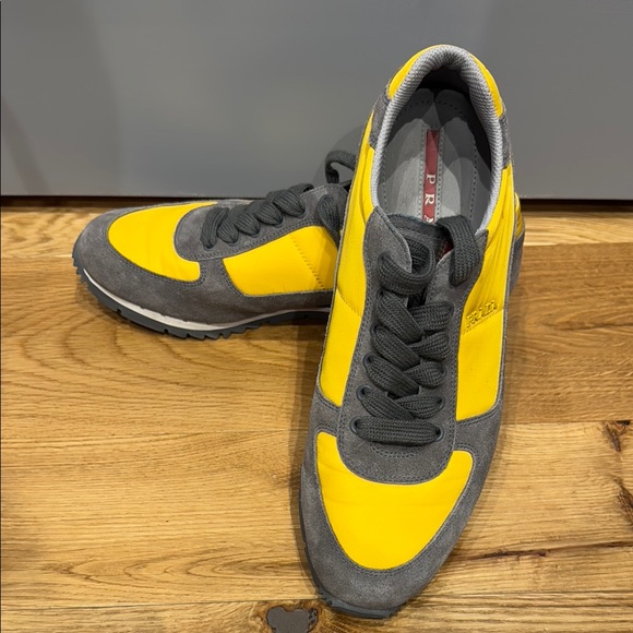 Prada Men's Yellow and Gray Sneakers - Picture 2 of 6